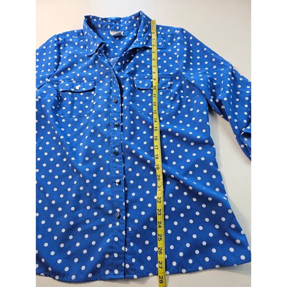Bonworth size small polka dot blue white career causal button up ( oversized ) ^ - Picture 5 of 6
